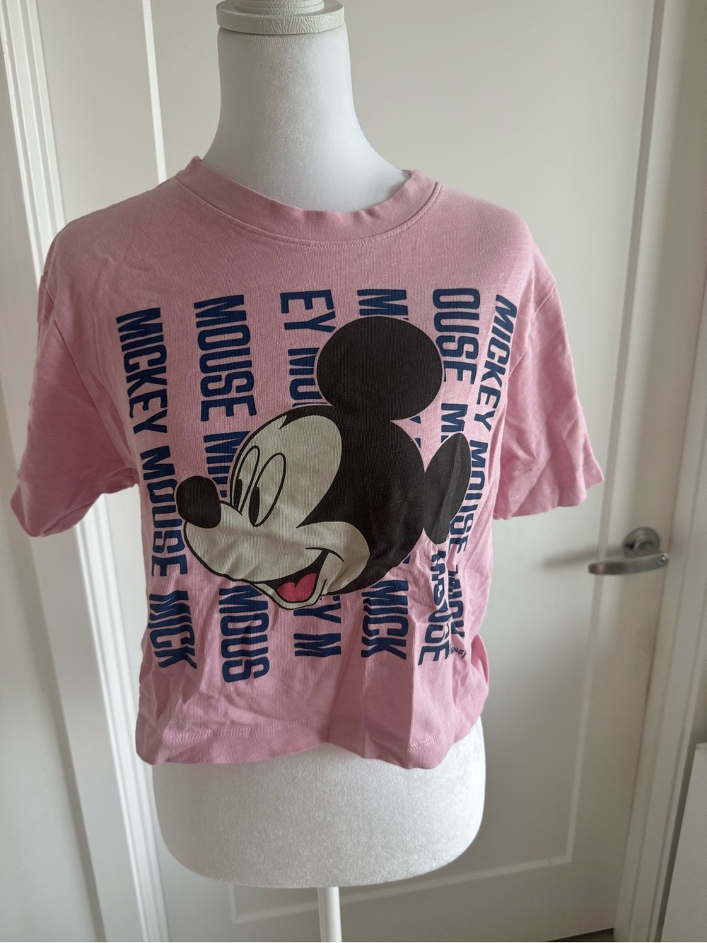 Junk Food Pink Mickey Mouse Graphic Women’s Cropped Tee